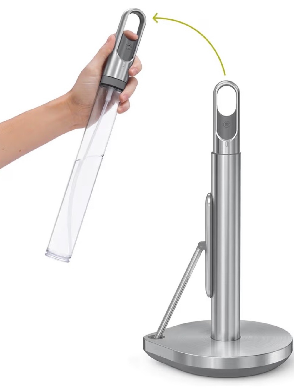 simplehuman Paper Towel Holder with Spray, 6 oz Refillable Pump New